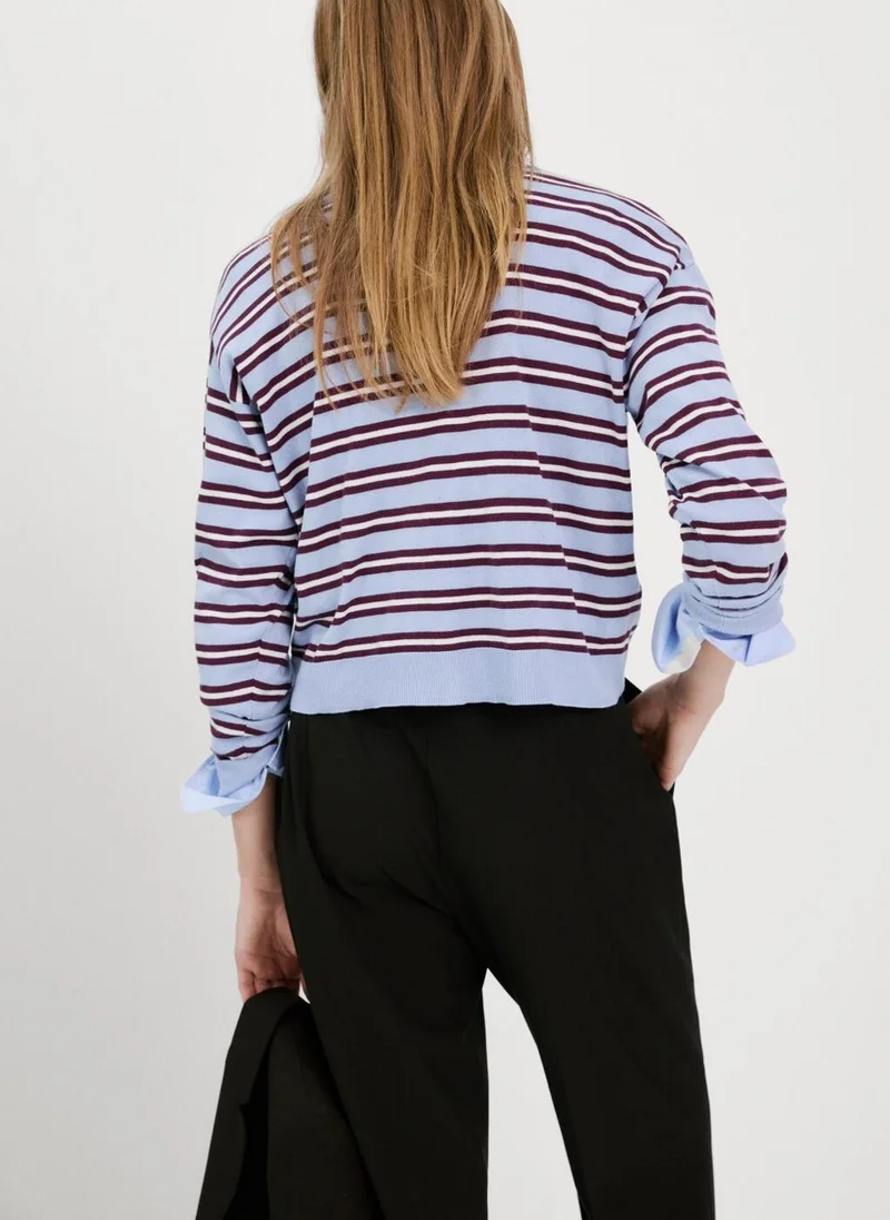 MANGO Striped polo-neck sweater